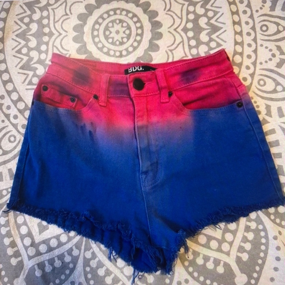 BDG Pink and Blue Ombre Jean Shorts